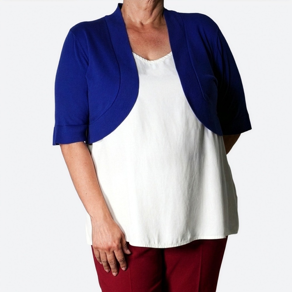 Xhilaration Royal Blue Cropped Cardigan PLus XL 1X 14 16 Shrug Open Front Bolero